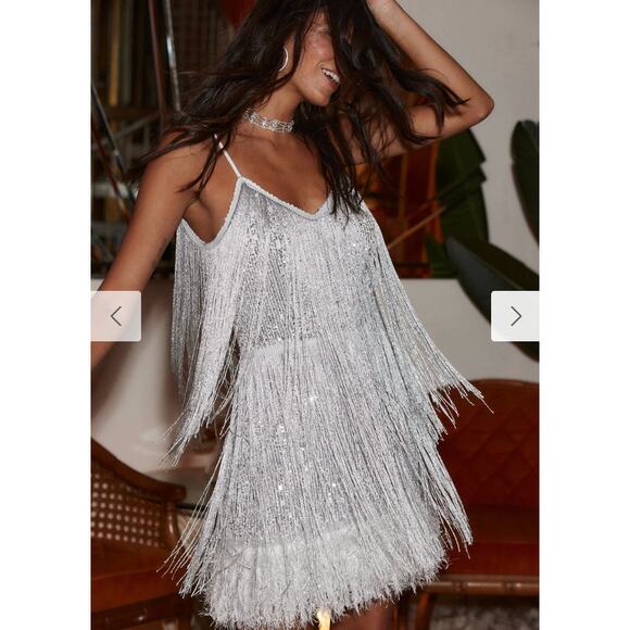 Disco Fever Silver Fringe Mini Dress - Picture 11 of 13